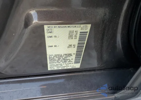 2013 Nissan Altima 2.5 из США, поврежденный, VIN 1N4AL3AP2DC237964